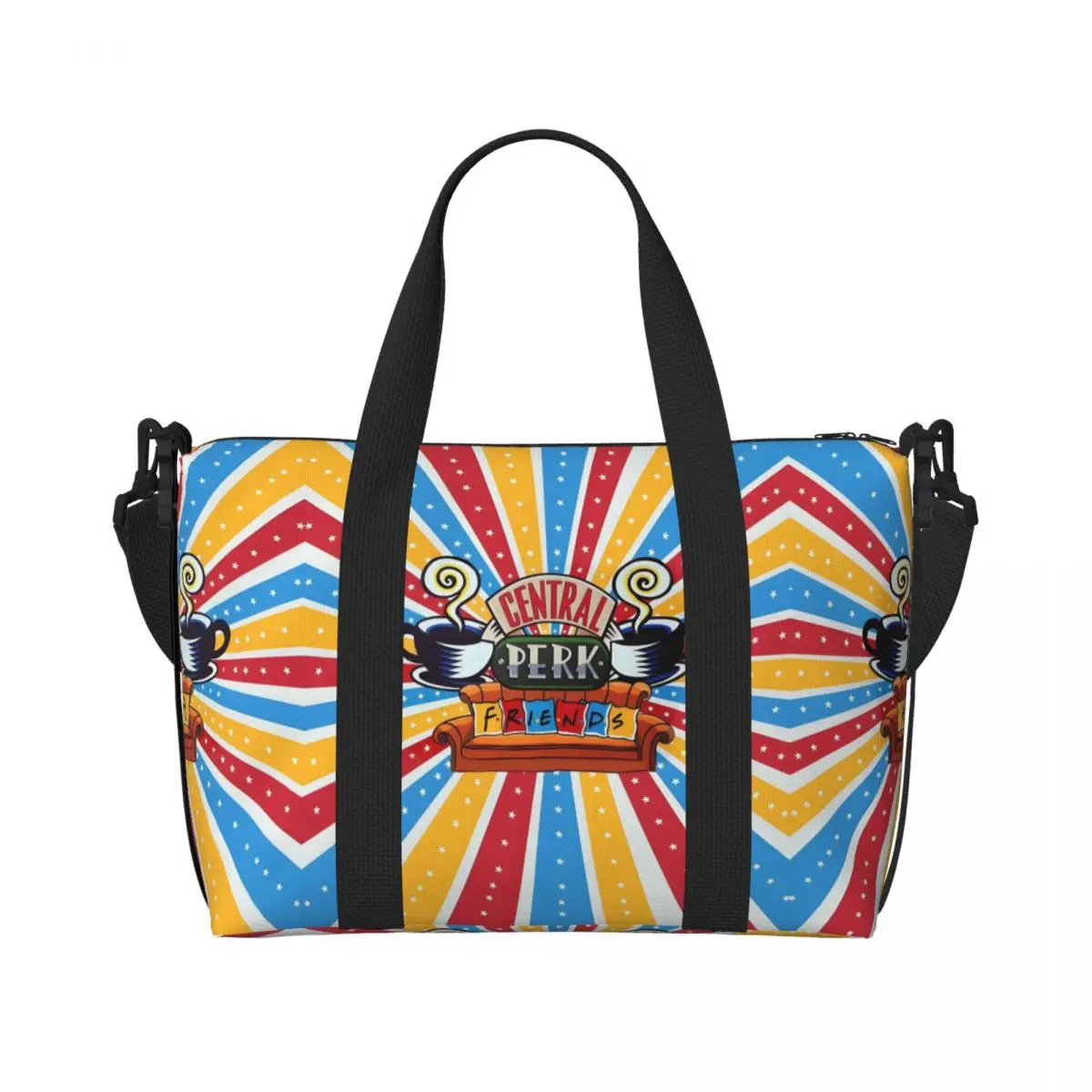 

Custom Classic TV Show Friends Grocery Tote Shopping Bag Women Big Capacity Cartoons Comic Gym Beach Travel Bags