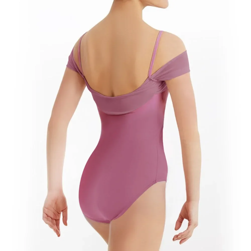 MiDee Modern Ballet Dance Leotard For Girl Women Off Shoulder Sleeves Contemporary Lyrical Stage Competition Performance Costume