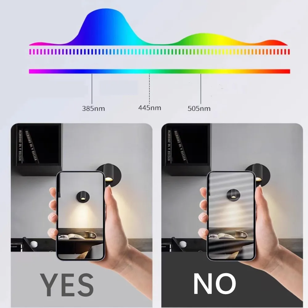 Magnetic Base USB Rechargeable LED Cordless Wall Light with Touch Switch Black White Magnet Dimmable Night light for Reading