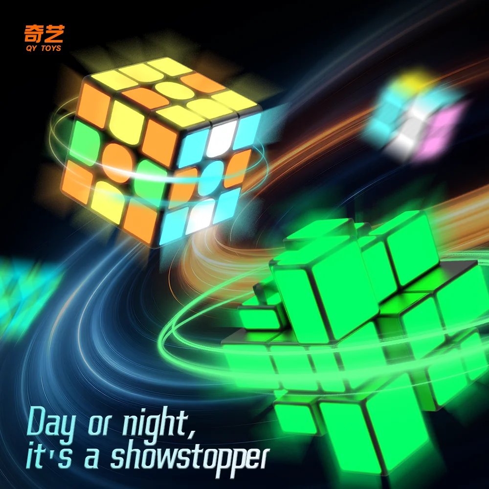 [Picube] Qiyi 蛍光ミラー 2x2 3x3 pyraminx 磁気マジックスピードキューブプロフェッショナルフィジェットおもちゃ Qiyi 3x3 Cubo Magico パズル