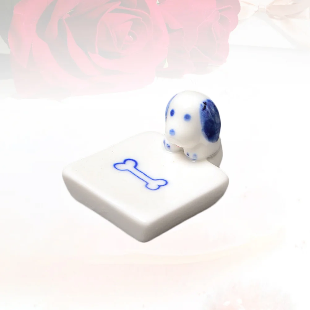 

6Pcs Japanese Style Ceramic Puppy Chopstick Rest Cartoon Dog Design Spoon Fork Holder for Home Table Decoration