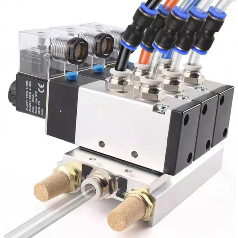 Set Valves Exhaust Manifold 4V110-06 4V210-08 4V310-10 4V410-151F/2F/3F/4F/5F/7F/8F/10F/12F/15F/16F Solenoid Valve Station Base