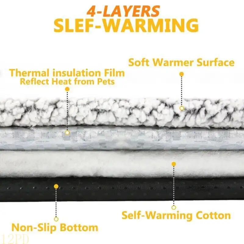 12PD Auto Warming Pet Mat with Detachable Inner Layer AntiSlip Bottom Warm Heating Pad For Small to Mediums Breeds Winter Use