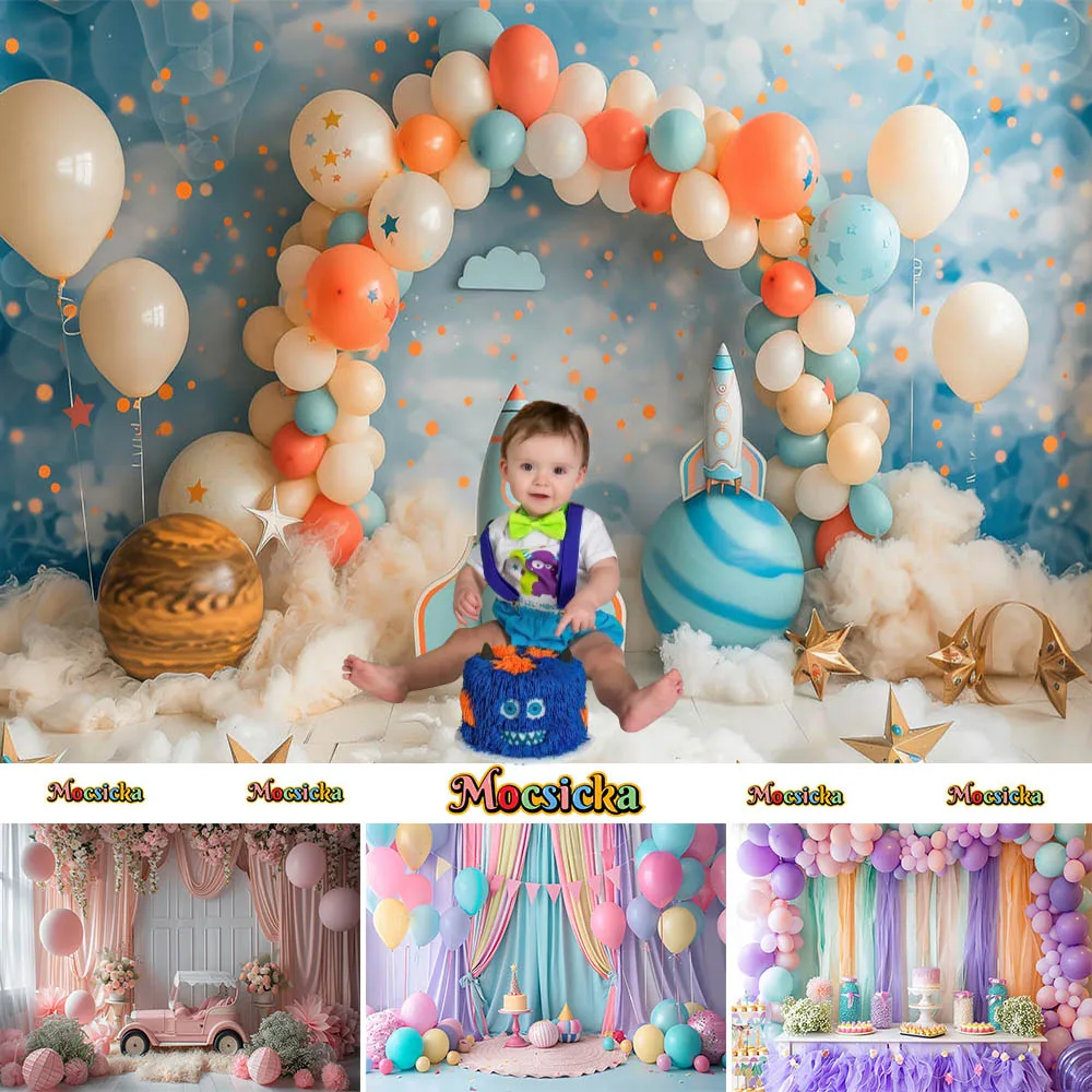 Children Photography Background Colorful Balloon Arch Garland Holiday Birthday Decoration Cake Smash Baby Shower Studio Props