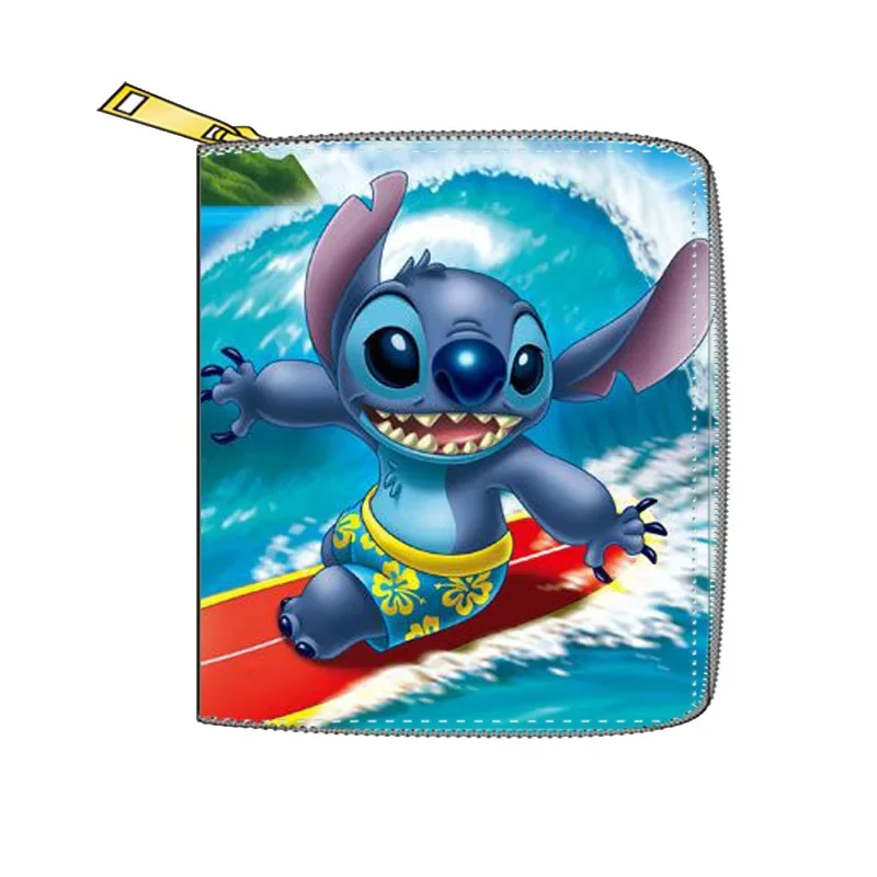 Porta carte Disney Stitch Stitch PU cerniera corta portafoglio piccolo ragazza ragazzo porta carte di cartone animato frizione