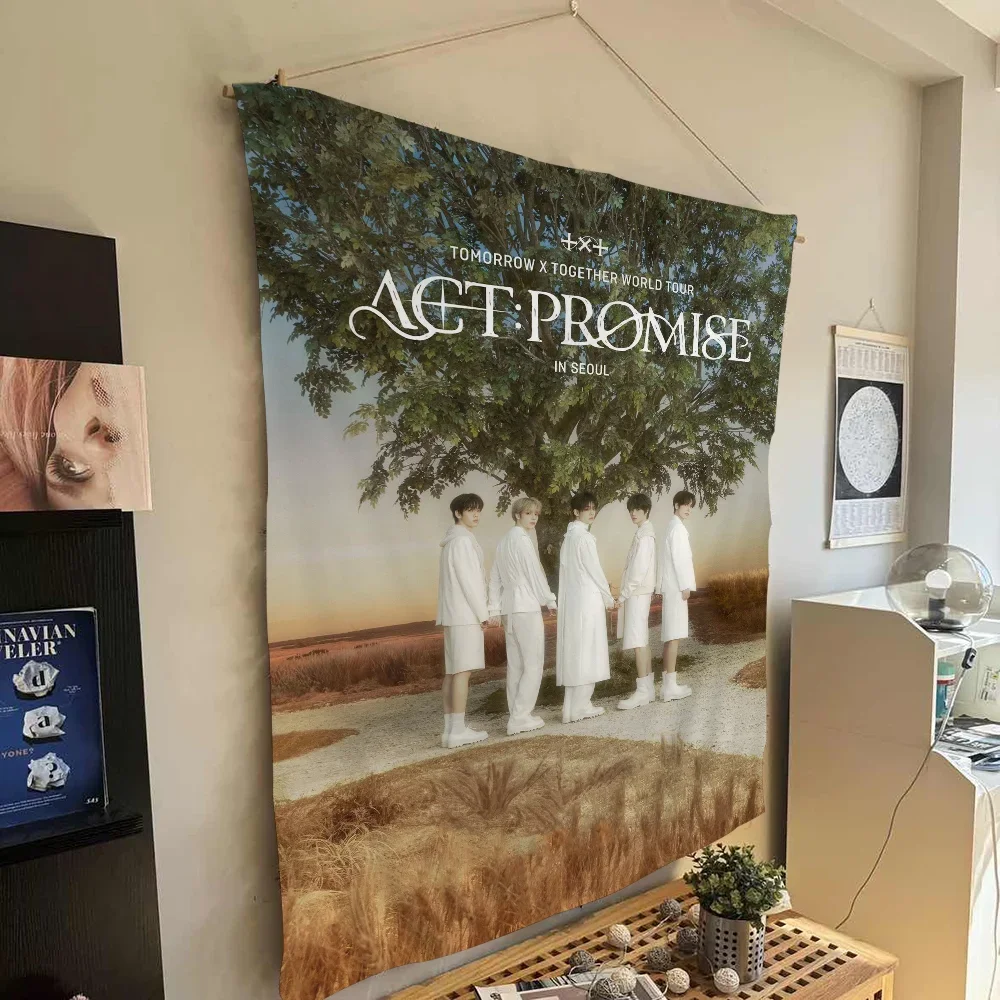 Kpop T-TOMORROW X T-TOGETHER TXT DIY Wall Tapestry Hanging Tarot Hippie Wall Rugs Dorm INS Home Decor