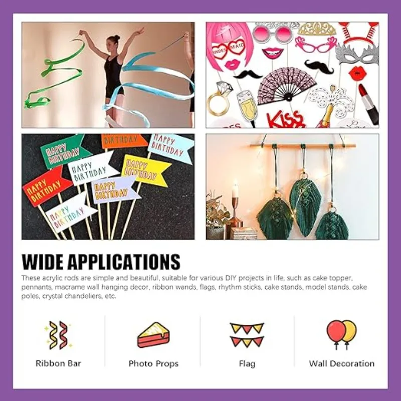 ชุดแท่งอะคริลิคขนาด 15 ชิ้น เส้นผ่านศูนย์กลาง 300 มม. ชุดอุปกรณ์แท่งอะคริลิคใสทรงกลมสำหรับงาน DIY วัสดุทำโมเดล - งานฝีมือ DIY