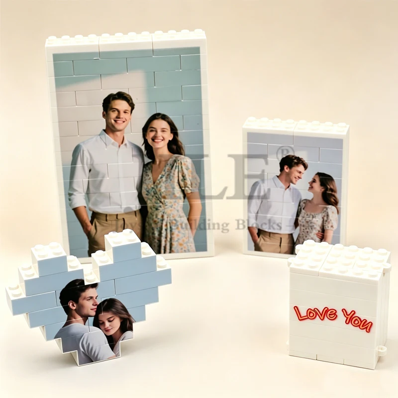 Personalisierter Ziegelstein-Fotorahmen, Geburtstags-Souvenir, Geschenk für Mama, Papa oder Sie, Weißer Puzzle-Rahmen für Jede Gelegenheit, DIY – Detail 6
