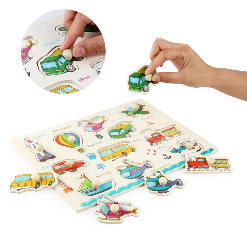 

Early Puzzles Animal Learning Pairing Toy for Children Montessori 3D Wooden Puzzle Hand Grab Boards Early Learning Puzzles
