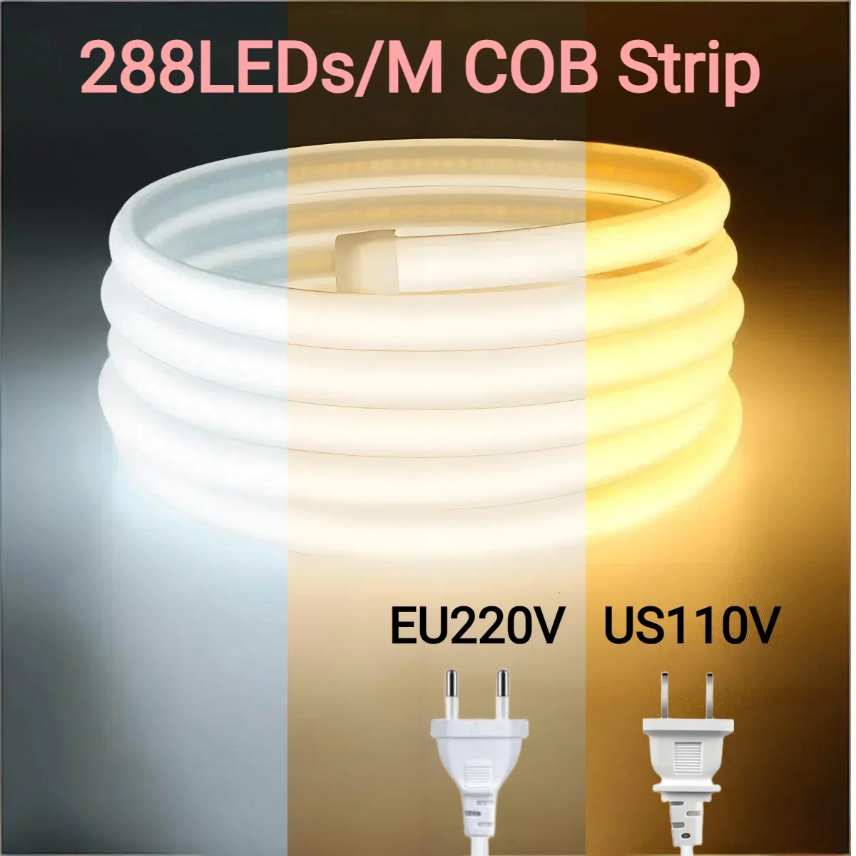 

1-35M High Lumen COB LED String Lights Even Lighting, No Dark Spots IP65 Waterproof For Outdoor Garden Yard Villa EU220V US110V