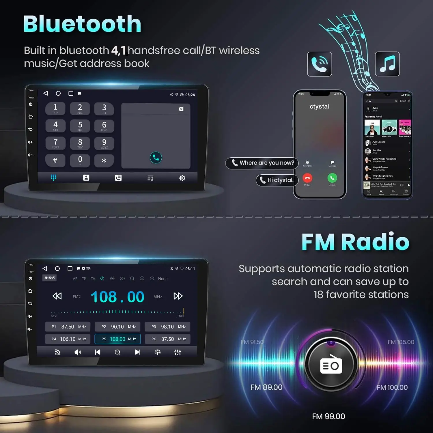 ESSGOO Radio Estéreo para Auto Android 15 de 9 Pulgadas, 4+64G, para SUZUKI SWIFT III EZ MZ 2003-2010, Navegación GPS, Carplay Inalámbrico, Android Auto, FM, Bluetooth, RDS, SWC, Wifi, ASP, Mirror Link, Pantalla Táctil IPS, Reproductor Multimedia de Video, Unidad Principal 5