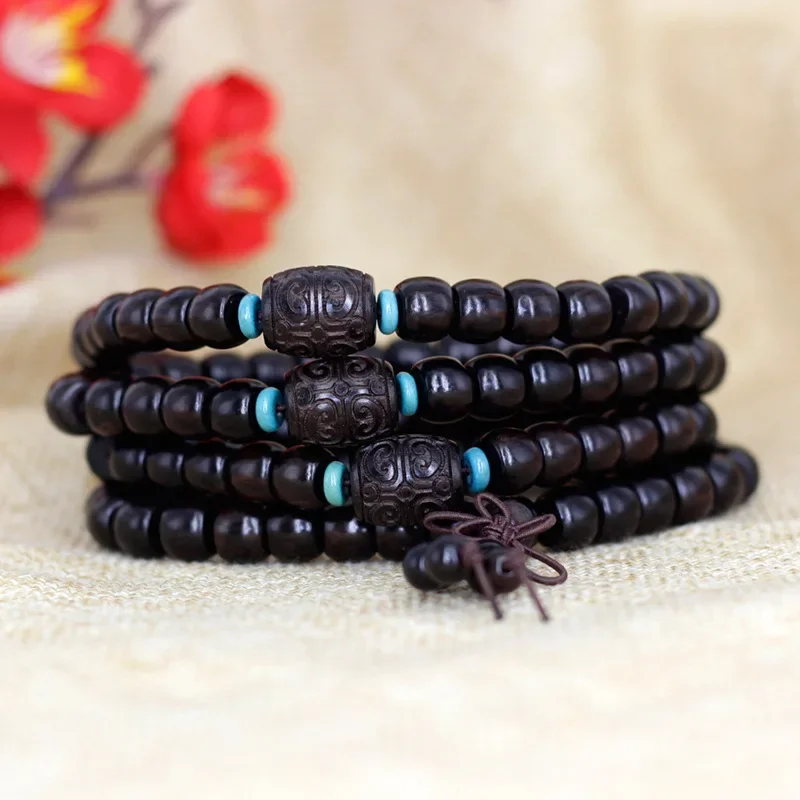 Ebony apple beads size 7×9×108 Ruyi bucket beads bracelet men's and women's stationery decorative rosary beads