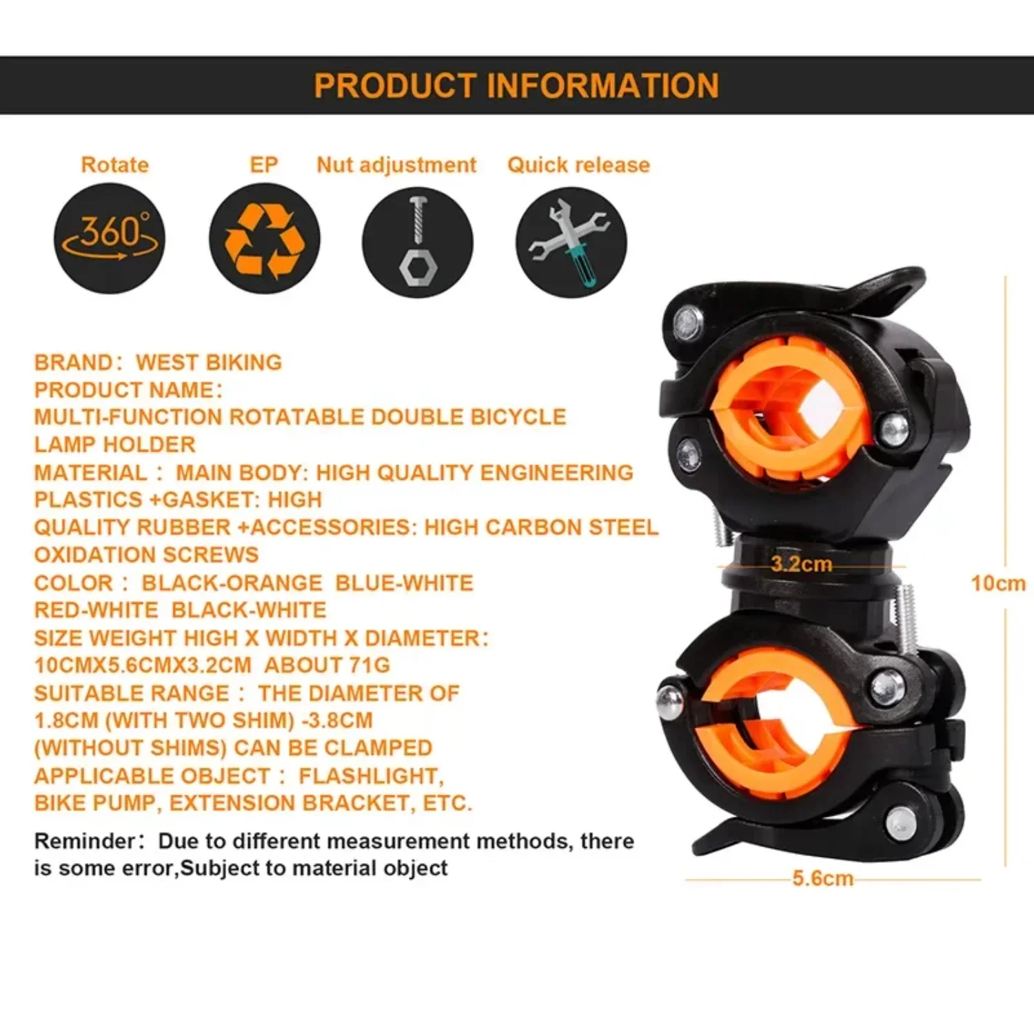 Multifuncional Bike Light Bracket, suporte ajustável, versátil, perfeito 360 graus rotativo, luzes LED, ciclismo Acessórios