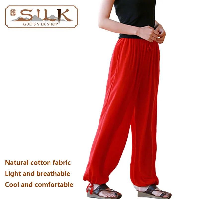 Cotton Women's Pants Lantern Pants. Loose Comfortable for Yoga, Outdoor Jogging. Breathable Sweat-absorbent, Cool Refreshing