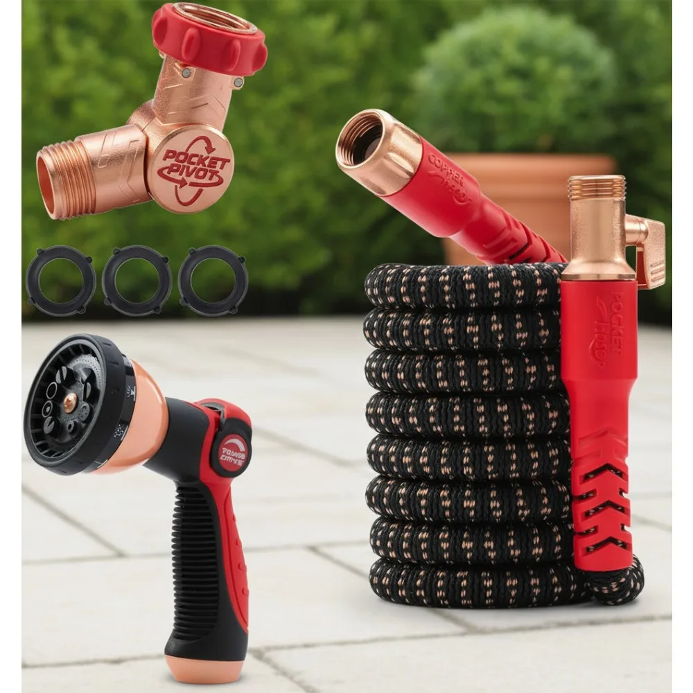 

Expandable Garden Hose 25FT, 360° Swivel, No-Kink Anti-Burst, Lead-Free Safe for Pets & Plants