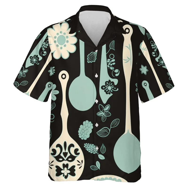 Camisa de manga corta con botones para hombre, Jersey de trabajo de cocinero, cocina, Hip Hop, Hawaiano, ropa de playa