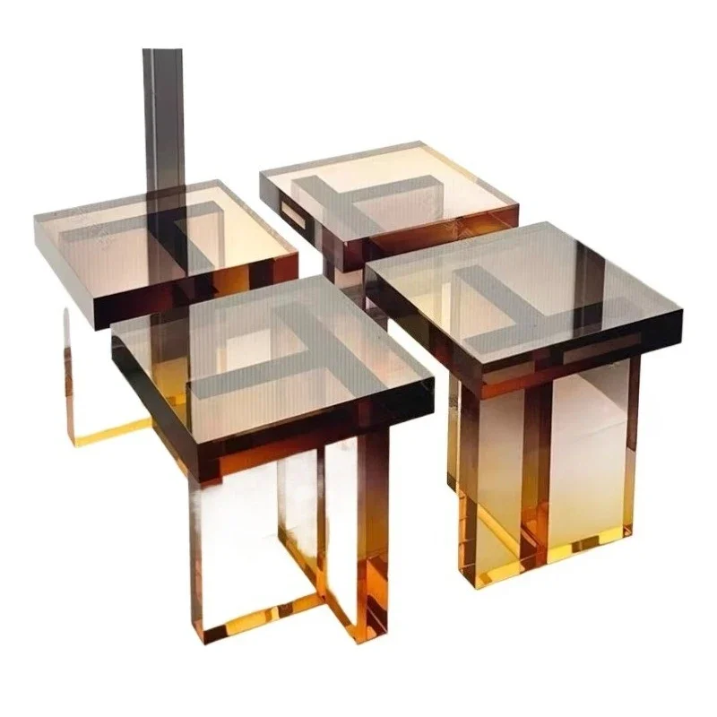 

Прозрачный фиолетовый акриловый журнальный столик в простом стиле, акриловый столик для гостиной, украшение для дивана.