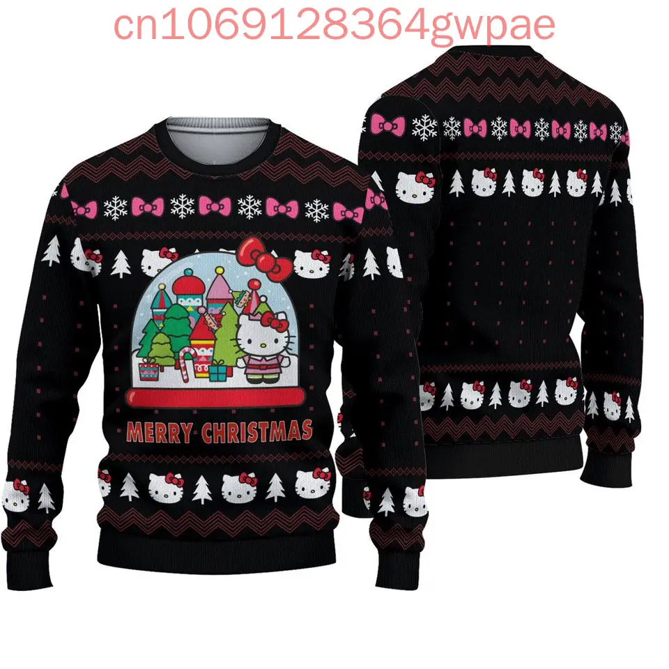 Kuromi Hello Kitty Christmas Ugly Sweater Men's Womens 3d Ugly Sweater Kuromi Ugly Christmas Sweater Anime Xmas Gifts Sweater