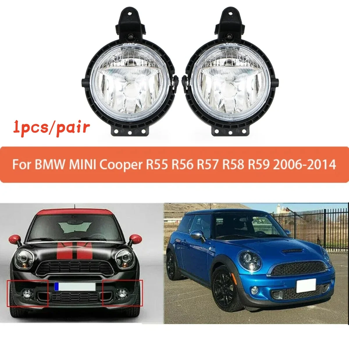1 / 2Pcs Car Front Bumper LED Light DRL Driving Fog Lamp For BMW Mini R55 R56 R57 R58 R59 2006-2014 fog lights 63172751295
