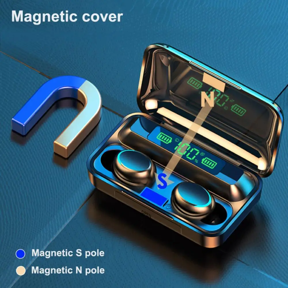 หูฟังไร้สาย F9-5C TWS LED ดิจิตอล Bluetooth 5.0หูฟังกีฬา