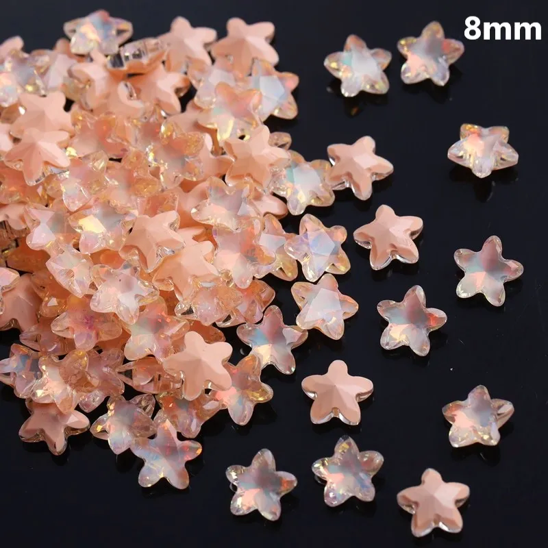 8mm/10mm Neon Starfish Mocha Nail Diamond Multi cut Crystal Pointed Bottom Nail Jewelry Super Sparkling Diamond Accessories