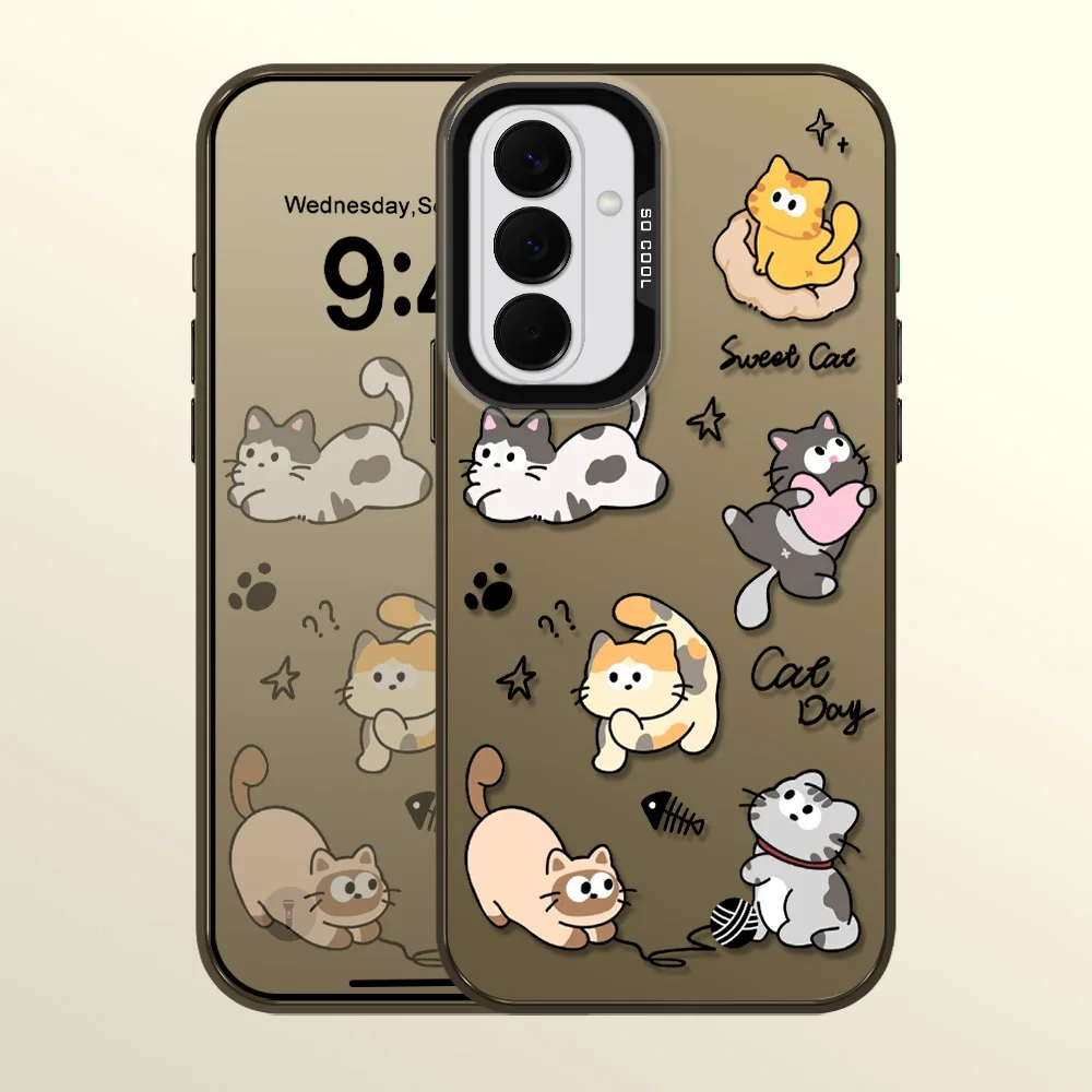 Playing Cute Cat Phone Case For Samsung Galaxy S26 S25 Edge S24 S23 S22 S21 FE Plus Ultra 5G Aurora Cover