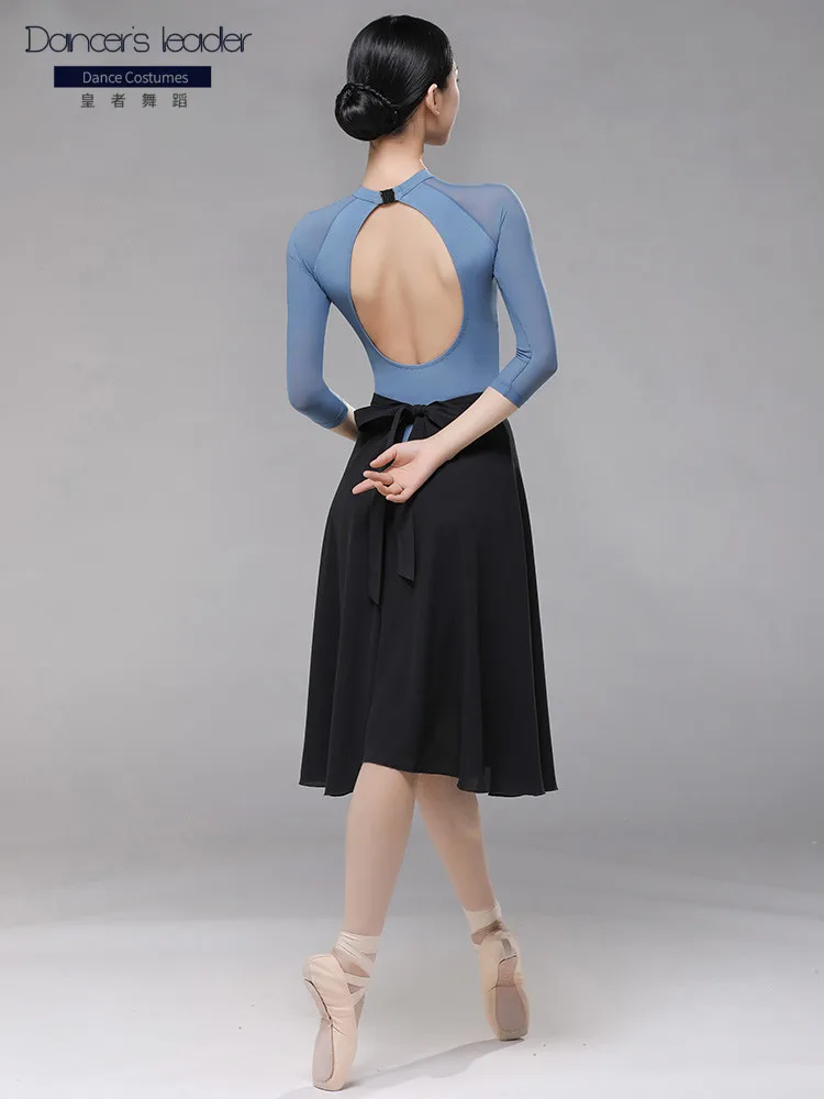 여성용 발레 레오타드, 작은 V넥 스탠드 칼라 댄스 의상, 성인 체조 레오타드 발레리나 무대 의상