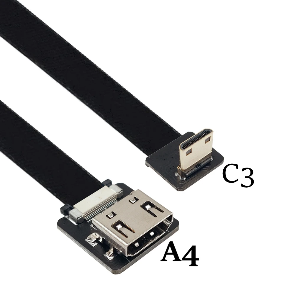Fpv hdmi tipo um macho para cima e para baixo em ângulo de 90 graus para mini cabo plano fpc compatível com hdmi para câmera multicopter fotografia aérea