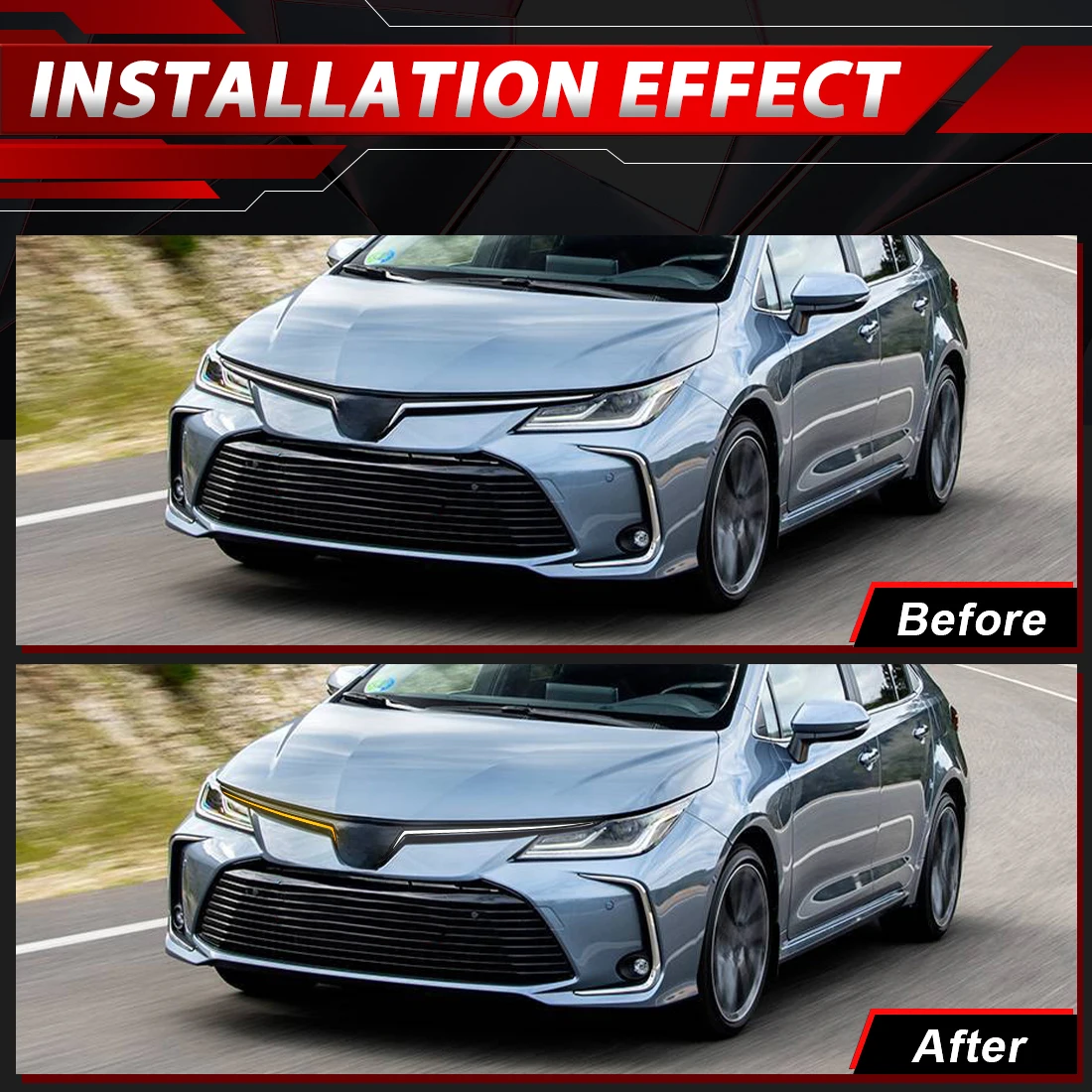 LED DRL For Toyota Corolla 2019-2025 Daytime Running Light Start up Aniation Front Hood Light Dayligts Dynamic Turn Signal Lamps view 6