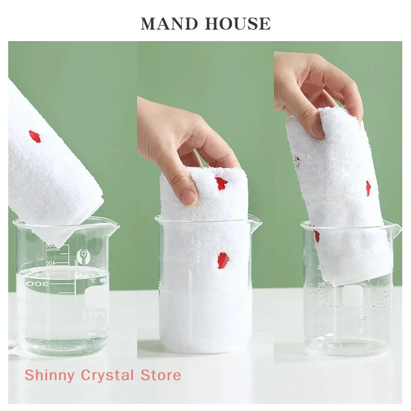 30x30cm Cartoon Small Embroidery Pure Cotton Household Soft Non-linting Bathroom Adult Face Hand Towel