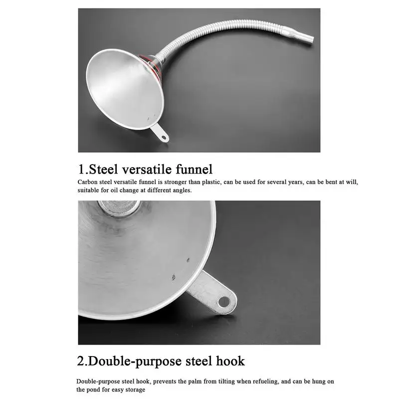 Picture 6: Funnels For Automotive Use Motorcycle Funnel Metal Bendable Flexible Automotive Refueling Tools With Filter For Engine Liquid