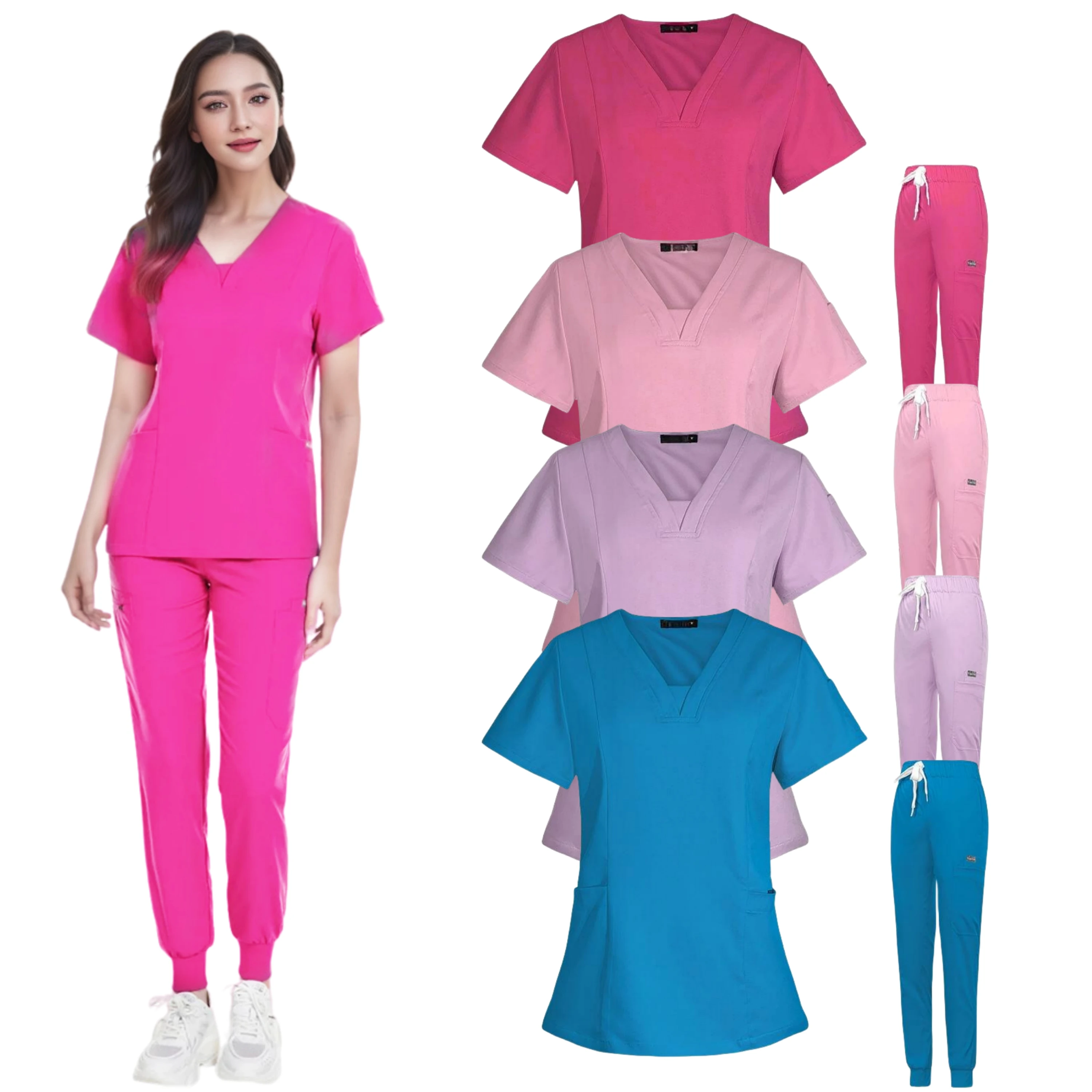 Conjunto de ropa de trabajo clínica Dental para mujer, uniforme médico de ajuste Delgado, accesorios de enfermera, trajes quirúrgicos en general para Hospital