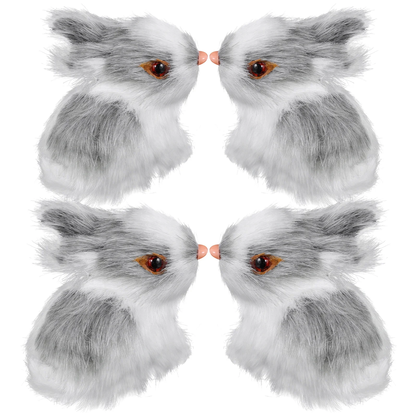 

4pcs Mini Rabbit Ornaments Lifelike Bunny Figurines Desktop Decor Easter Party Gift Small Animal Models Premium Material