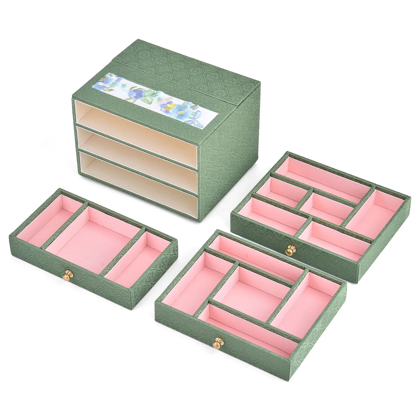 Royal Velvet Multi-Layer Jewelry Box, Drawer Storage Organizer for Bracelet Necklace Ring, Elegant Gift Case for Her