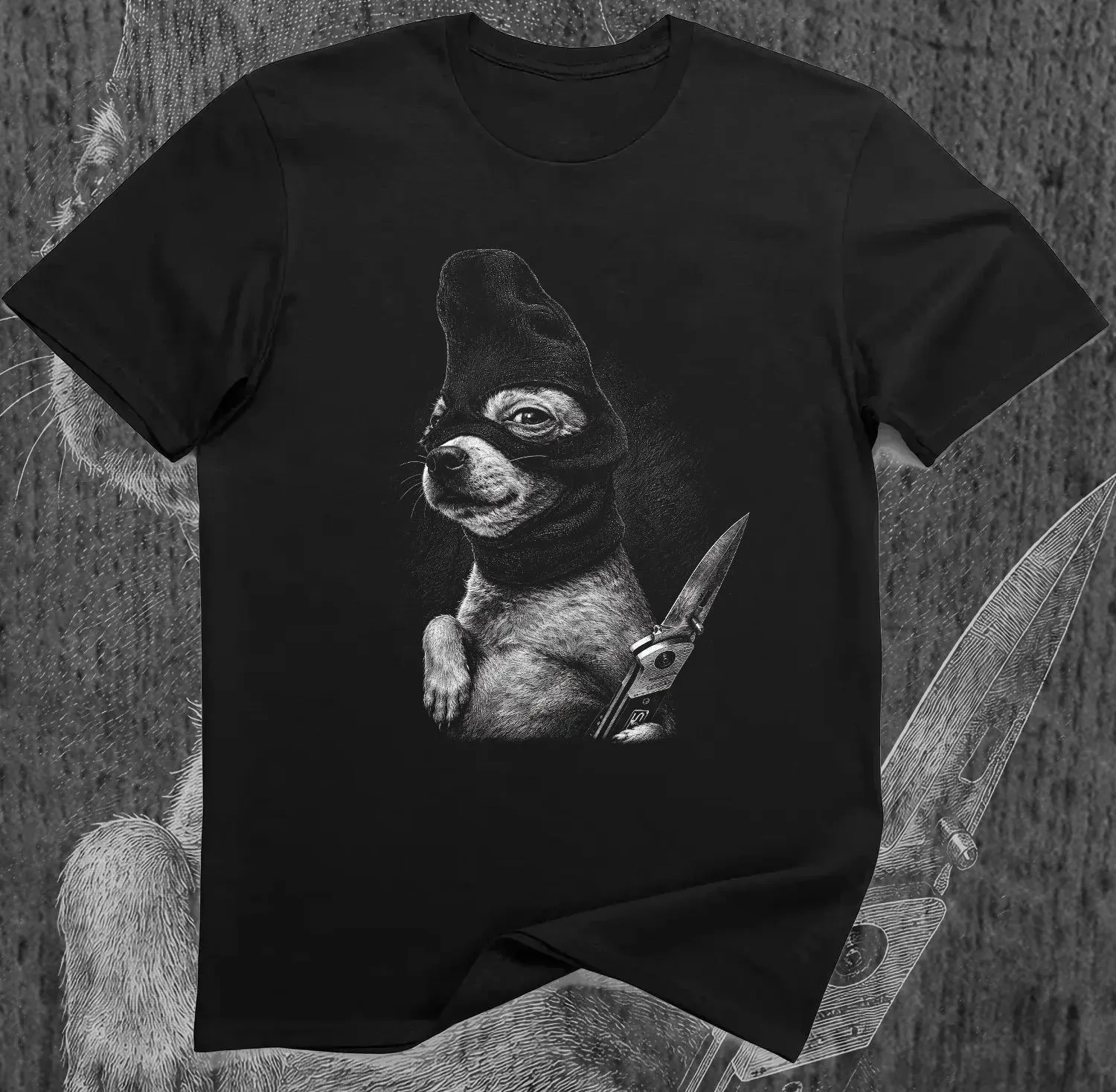 Ninja Chihuahua T-Shirt Funny Guard Dog Samurai Pet Humor Tee Four season popular unisex T-shirt