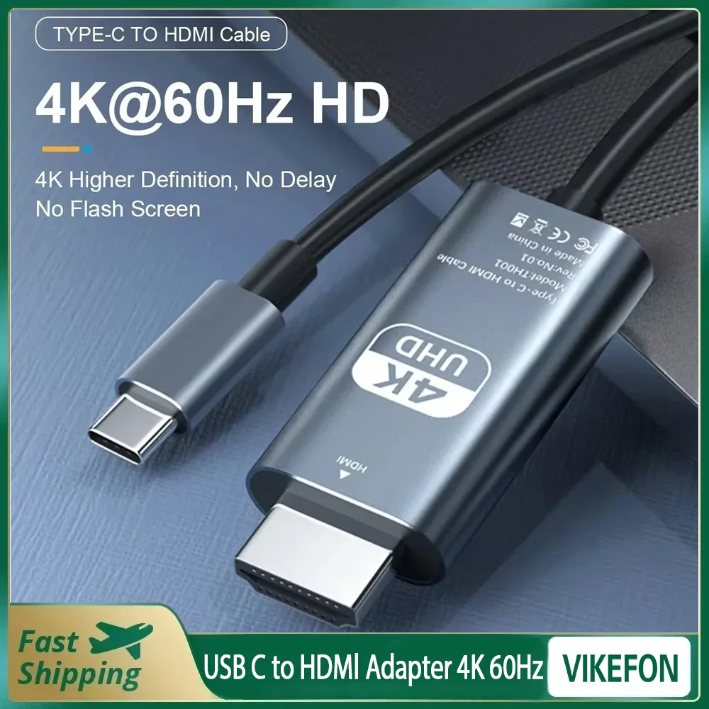 

4K 60Hz HD Video Conversion Cable Typec To Hdmi Same Screen Cable TV Computer 2 Meters Braided Screen Projection Cable