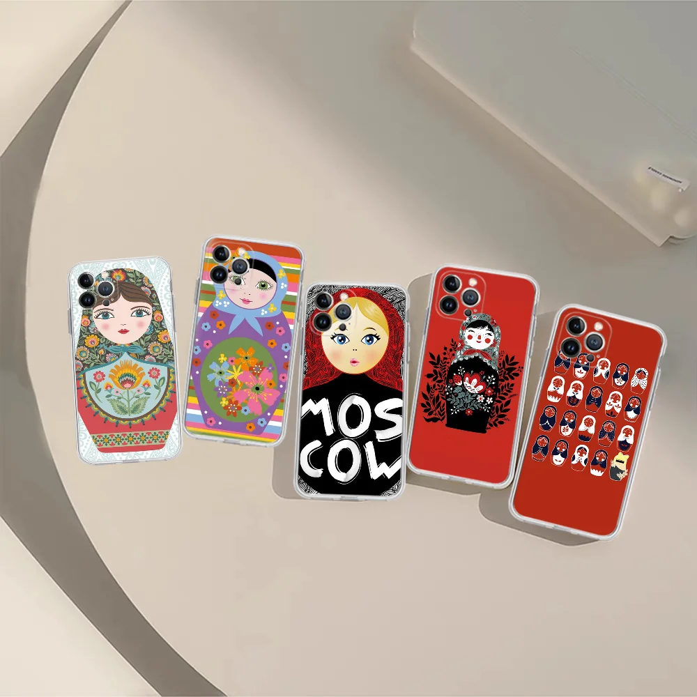 Cute Russian Dolls Matriochkas Phone Case Silicone Soft for iphone 15 14 13 12 11 Pro Mini XS MAX 8 7 6 Plus X XS XR Cover