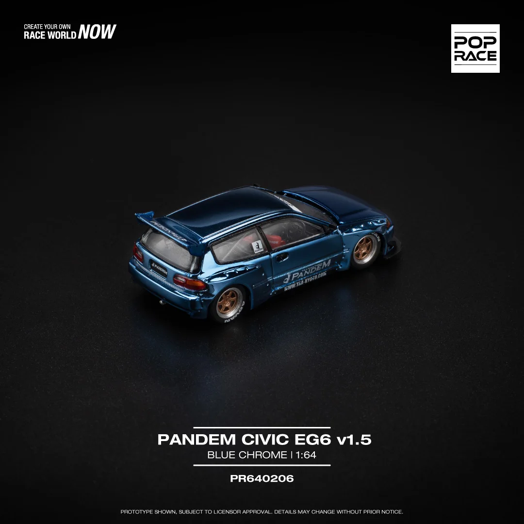 POPRACE 1/64 시빅 EG6 팬덤 와이드바디 합금 자동차 모델