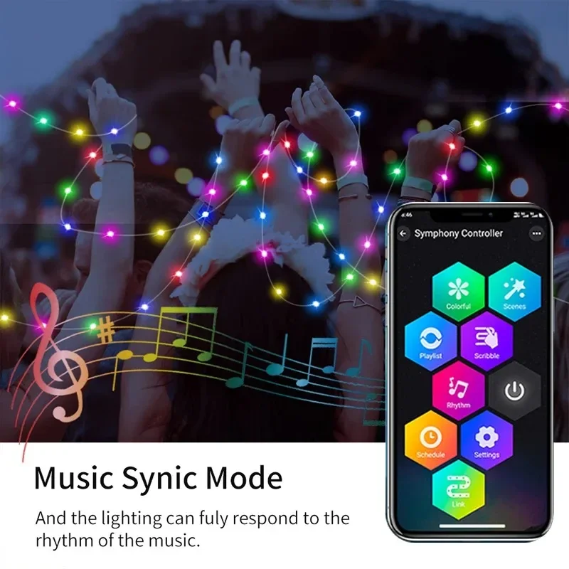 5/10/20/30M Holiday Lamp Smart Control Light String APP Bluetooth Christmas Decoration Outdoor Atmosphere LED Night Lights