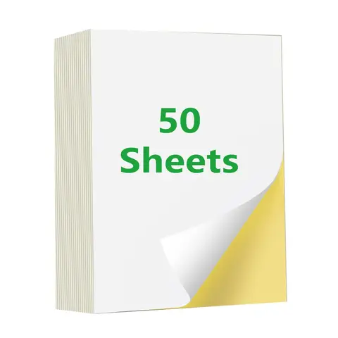 A4 50/100 Sheets Matte Sticker Paper Printable Labels for Laser/Inkjet Printer, DIY Craft Scrapbook Home Decor Gift Packaging