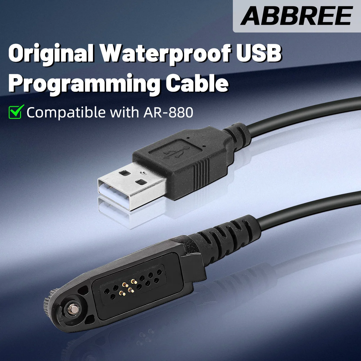 Original ABBREE Waterproof USB Programming Cable Universal For AR-880 DMR Ham Radio Plug and Play