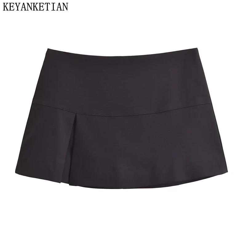 KEYANKETIAN 2024 New Launch Women's Tiered Patchwork Low-rise Mini Skirt Preppy Style Simply Back Zipper Slim A-line Skirt Y2K