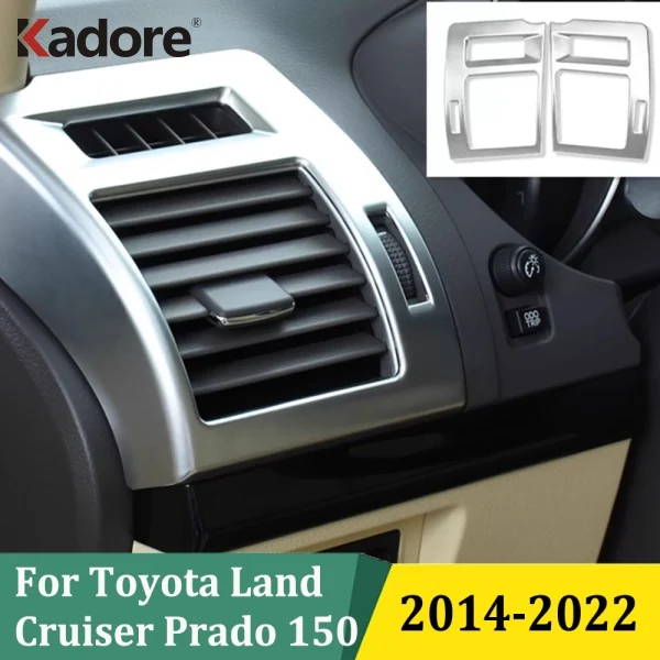 

Для Toyota Land Cruiser Prado 150 2014-2020 2021 2022, матовая боковая крышка вентиляционного отверстия, накладка на розетку переменного тока, рамка, аксессуары для интерьера