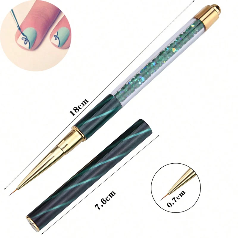 1PC Acrylic Carving Brush Nail Art Rhinestone Handle UV Gel Extension Liner Grids DIY Design Drawing Liner Pen Manicure Tool