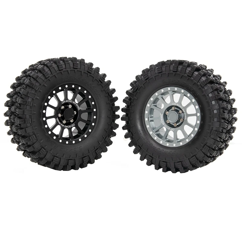 4Pcs 2.6 Inch Metal Beadlock Wheel Rim 135Mm Rubber Tire Tyre For 1/10 RC Crawler Car Axial SCX10 Wraith RR10 Capra