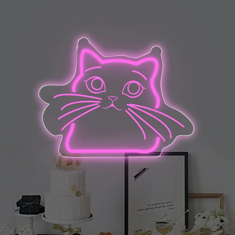 

Cat Neon Sign for Wall Decor, Cat Light Up Sign for Kids Gift - Wall Hanging,Push Button Control,USB Powered