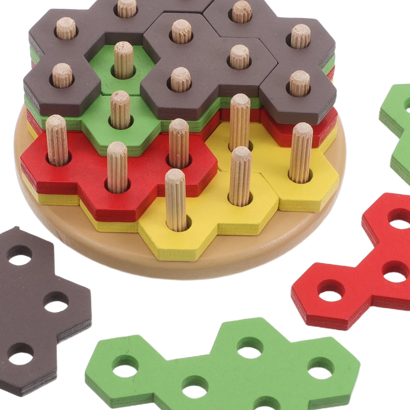 Holz-Burger-3D-Puzzle, stapelbar, pädagogische Blöcke, Feinmotorik, frühes Lernen, Montessori-Logikspiel, Vorschulentwicklung