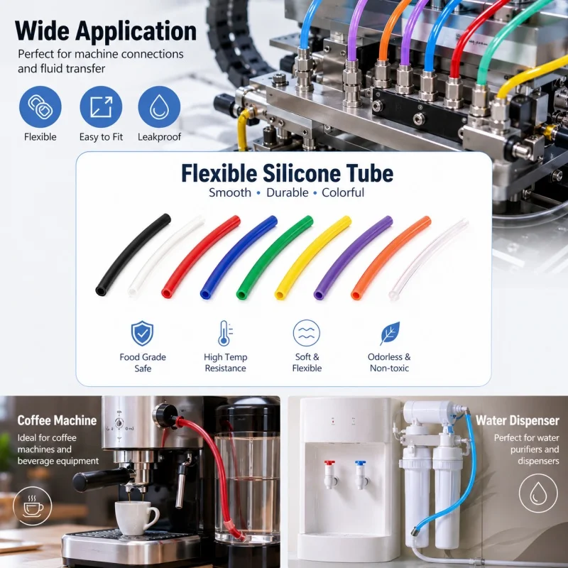 5Meter ID2-12mm Flexible Silicone Tube Rubber Hose Soft Drink Water Connector Colorful Food Grade Plumbing for Home Use