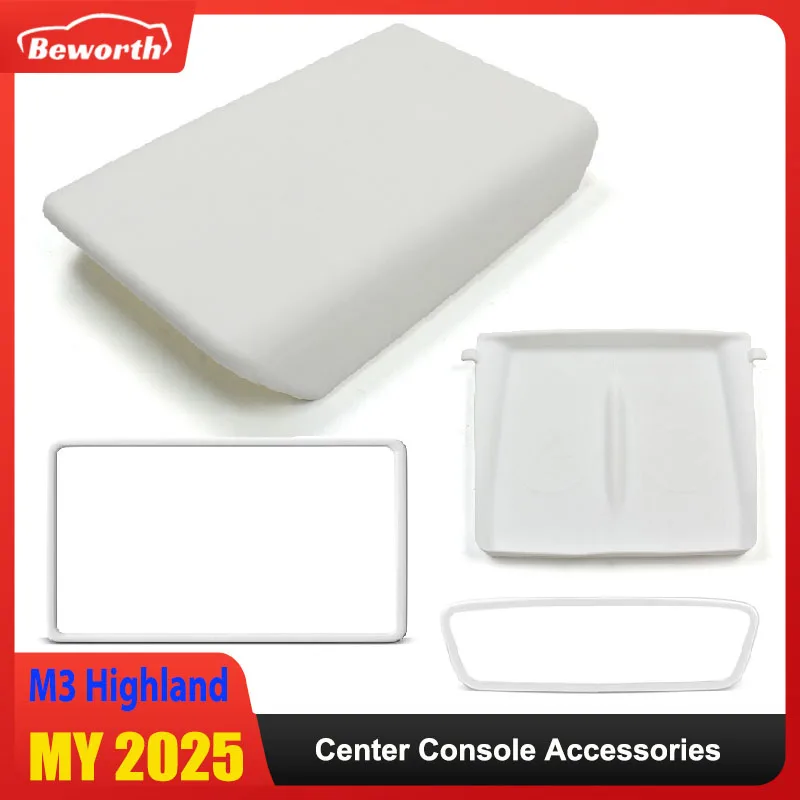 Para tesla modelo 3 y juniper highland 2025 2026 console central almofada de apoio braço tapete carregamento sem fio tela espelho retrovisor proteger quadro