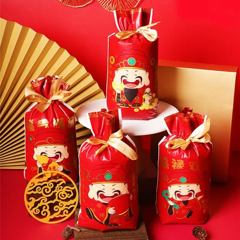 50 Stück 2026 Chinesisches Neujahr Panda-Bedruckte Schneeflocken-Knusperbonbon-Beutel mit Kordelzug Nougat-Tüten Party-Geschenkverpackung – Detail 8
